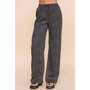 NEW IF SHE LOVES evergreen elastic waist pants in polkadot black